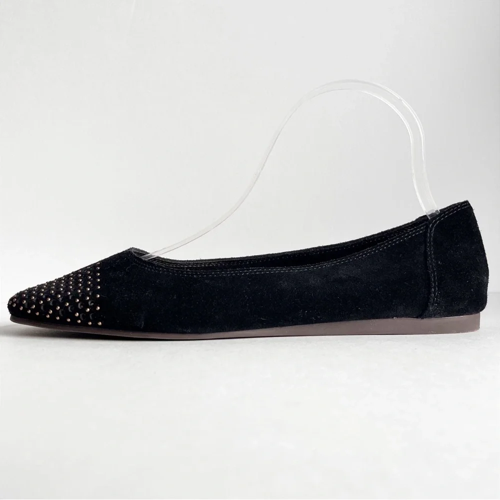 Lucky Brand‎ Abbitha Ballet Flats 8 black suede studded perforated slip-on shoes